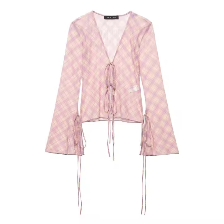 Vestido camisero de malla de seda estampado con diseño de moda francesa para mujer nueva de primavera 5039348119 - 1
