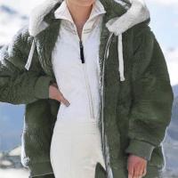 Chaqueta de lana cálida y holgada para mujer, talla grande, nueva, con capucha - details 2