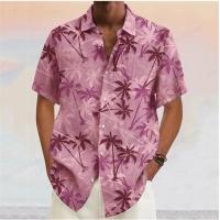 Camisas hawaianas con solapa de árbol de Coco para hombre, camisa de manga corta a la moda, blusa Floral, cuello vuelto, ropa masculina, verano - details 2