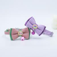 Collar ajustable con lazo para mascotas, cómodo patrón de rejilla, correas para el cuello a la moda, exquisito collar con colgante de gato de fibra de poliéster, 2 uds. - details 5