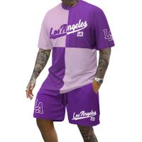 Conjunto de camiseta y pantalón corto informal con estampado de letras en contraste para hombre, ropa deportiva para exteriores, regalo para novio - details 5
