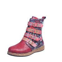 Otoño e Invierno nuevas botas Martin para mujer botas cortas bordadas de estilo étnico bohemio botas planas a media pantorrilla - details 5