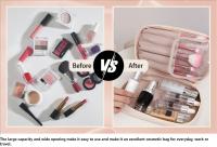 Bolsa de cosméticos de viaje de gran capacidad, bolsa de cosméticos grande, bolsa de maquillaje de viaje, bolsa de cosméticos de doble capa, bolsas de maquillaje impermeables - details 1