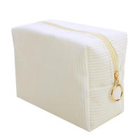 Bolso De Maquillaje Para Viaje Organizador De Cosméticos De Corduroy Para Mujeres Estuche De Belleza Portátil De Cierre De Cremallera - details 27