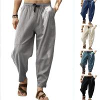 Pantalones de lino y algodón para hombre, ropa de calle transpirable, de Color sólido, informal, para correr, primavera y verano - details 1