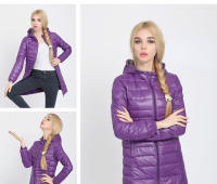 Chaqueta de Plumífero Cálido y Largo para Mujer con Capucha, Bolsa de Almacenamiento Portátil, Abrigo de Moda en Talla Grande - details 6