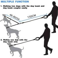 Correa doble perro, correa giratoria 360 sin enredos caminar, cuerda elástica que absorbe los golpes para dos perros - details 10