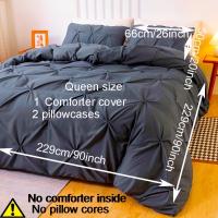 Juego De Funda Nórdica Plisada, 3 piezas, 1 Funda Nórdica Y 2 Fundas De Almohada, Juego De Microfibra - details 0