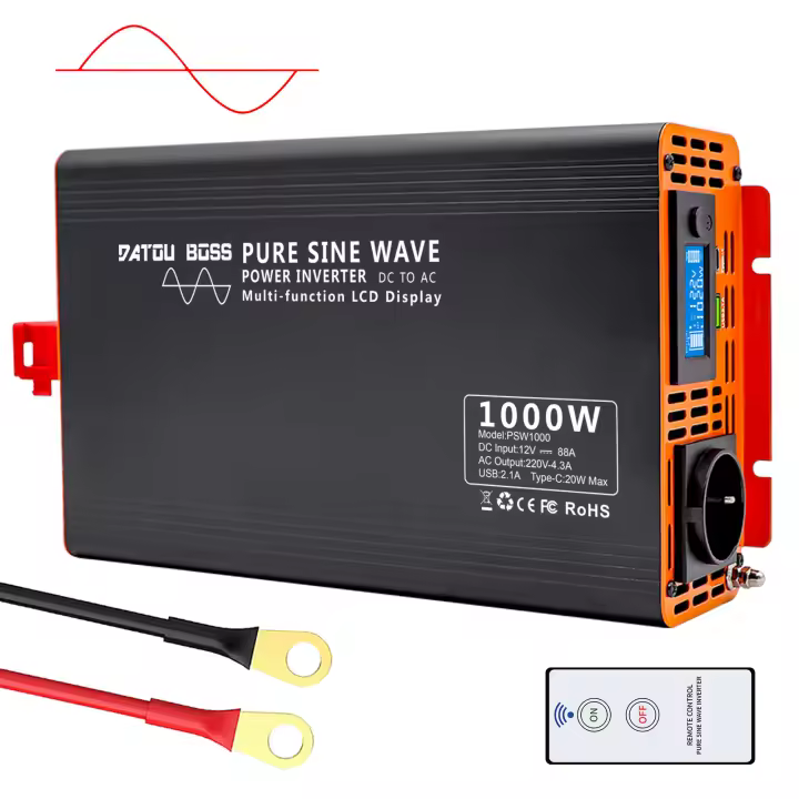 Convertidor inversor DATOUBoss 12v 220v 24V 50HZ 1000W convertidor de voltaje CC a CA fuente de alimentación enchufe europeo - 1