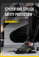 Zapatos De Seguridad Para Hombre Con Botones Giratorios Y Punta De Acero Indestructibles Antipinchazos Y Con Almohadilla De Aire Botas De Trabajo Con Suela De Goma Material De Tela Y Algodón - details 4