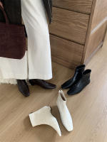 Versión coreana de versátil tubo corto botas delgadas nueva con falda botas cortas de tacón grueso zapatos franceses de mujer - details 27