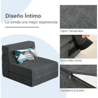 70 x 190 cm Sillón Cama Plegable, Sofá Cama Plegable con Espuma de Memoria y Almohada, Colchón de Suelo para Yoga, Oficina, Salón, Futon Sofá Cama Portada Lavable Unos, Gris Claro - details 67