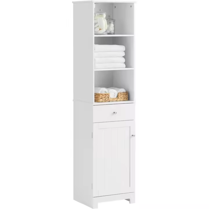 Mueble Columna de baño, Armario Alto baño,161 x 40 x 35 cm,(Blanco) - 1