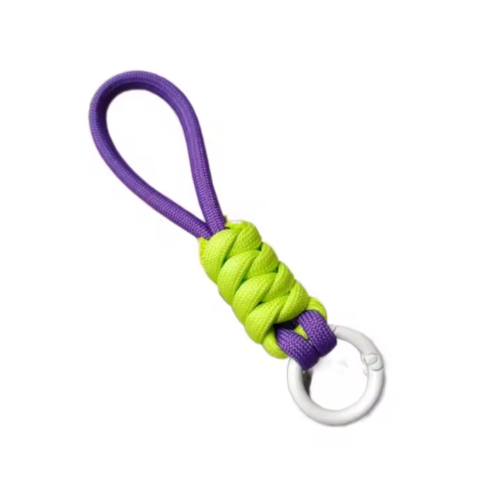 LLavero de cuerda trenzada antipérdida Simple, correa colgante con nudo colorido y creativo suave, cordón trenzado Multicolor para coche - 1