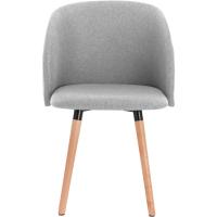 Silla de Comedor Nórdica Ergonómica con Resalto y Brazos Tapizada en Lino Madera para Patas - details 11