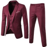 Traje elegante de tres piezas para hombres, traje ajustado de un solo botón, negro, fiestas, negocios, bodas - details 5
