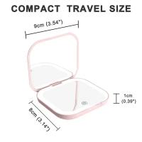 Mini tocador compacto pequeño con luces Led plegables, espejo de maquillaje de mano portátil de bolsillo, aumento de 2X, regalo - details 1