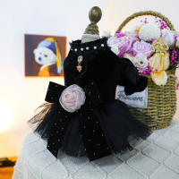 Vestido De Novia De Rosa Sahara Gruesa Para Perro Pequeño Y Mediano Color Negro Adecuado Para Otoño E Invierno Ropa De Mascota - details 11