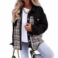 Chaqueta vaquera con estampado a cuadros para mujer, abrigos informales, tops de retazos, chaquetas femeninas, moda de invierno - details 7