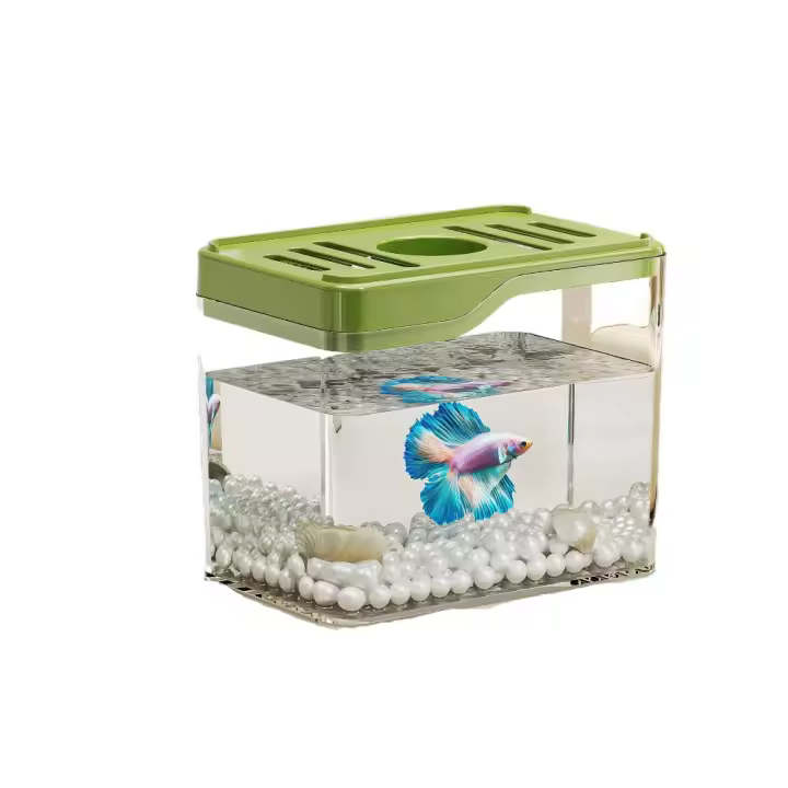 Mini pecera transparente creativa, inastillable, resistente a caídas, pecera de escritorio, tanque ecológico apilable de plástico para oficina y hogar - 1