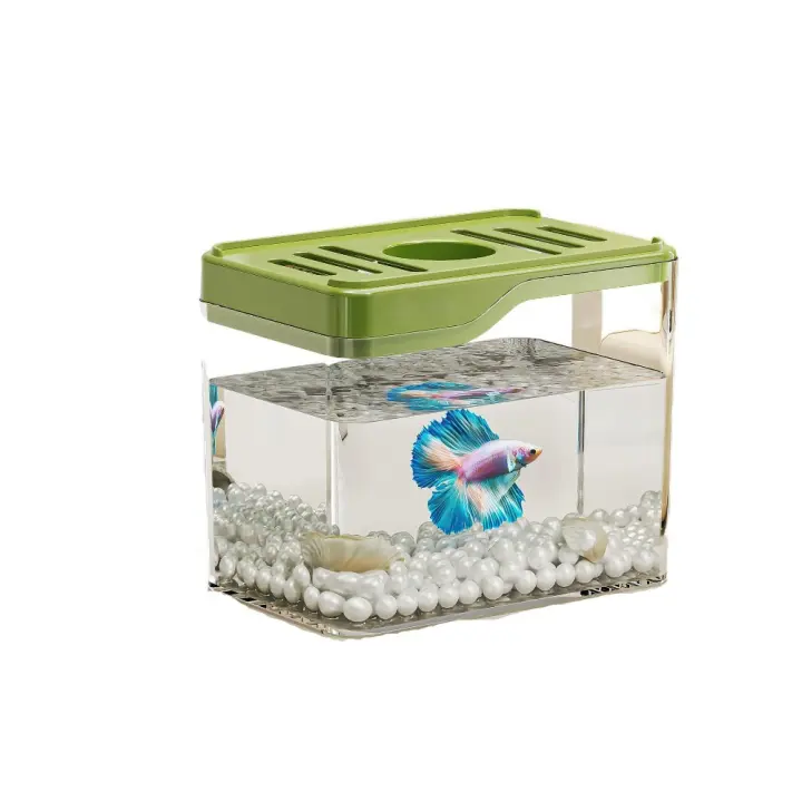Mini pecera transparente creativa, inastillable, resistente a caídas, pecera de escritorio, tanque ecológico apilable de plástico para oficina y hogar - 1