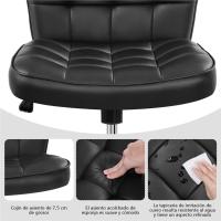 Silla de Oficina sin Reposabrazo Silla Oficina Tapizada de Cuero PU Silla con Ruedas Silla Ergonómica Base Metal Blanca - details 24