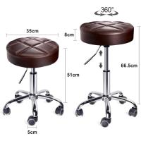 Cocina Silla Trabajo Acolchado con Ruedas Tapizado en Cuero Imitación Altura Ajustable (Blanco) - details 16