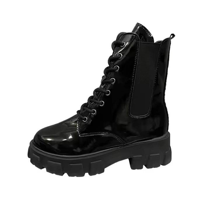 Nuevas botas cortas negras de moda geniales de moda botas de mujer de tacón grueso de suela gruesa - 1