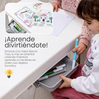 Mesa de Niños de Plástico Blanca con Compartimento Extraíble para Dibujar Estudiar 50x77x52 cm - details 3