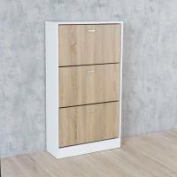 Mínimalista Diseño de Puerta Oscilobatiente 6 Baldas para 28 Zapatos Estructura Blanco/Taupe - details 1