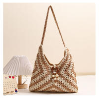 Bolso de algodón tejido de un solo hombro estilo étnico, bolso de paja, bolso de playa para vacaciones, bolso versátil para mujeres - details 6