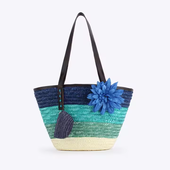 Bolso de hombro de paja tejido hecho a mano, bolso de gran capacidad para mujer, bolso de compras tejido para viajes en la playa y verano, bolso informal para mujer - 1
