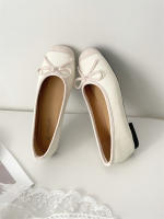 Nuevo francés suave estilo de hadas versátil cabeza cuadrada poco profunda boca arco plano zapatos de ballet solo zapatos - details 11