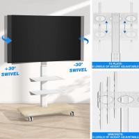 Soporte TV con Ruedas para 26-65 Pulgadas, Pie de Suelo con 3 Estantes, Giratorio y Altura Ajustable, Hasta 35 Kg, VESA Máx 400x400mm, Blanco - details 2