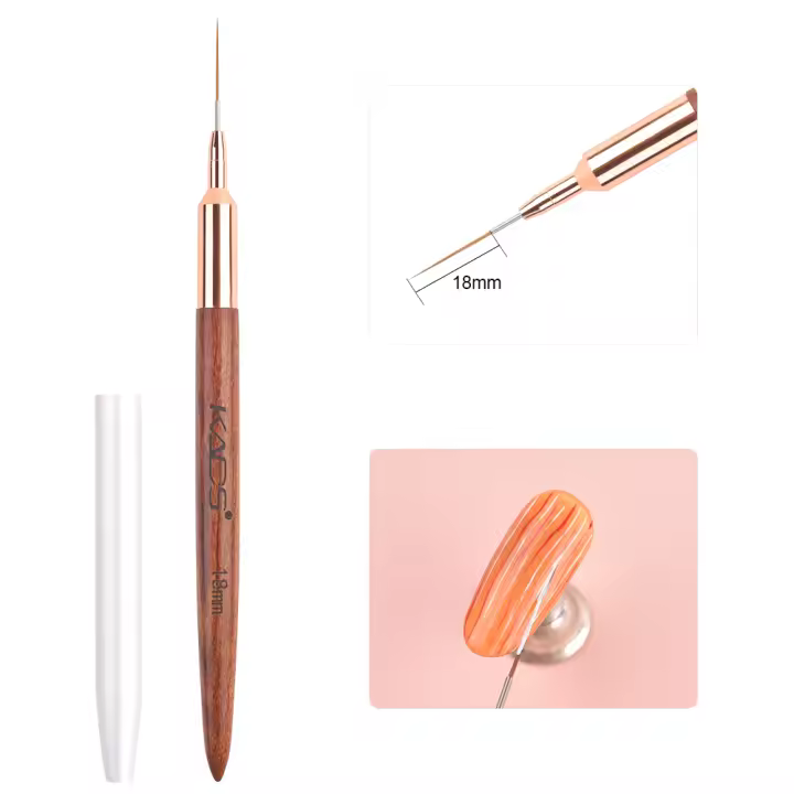 KADS pincel para uñas con mango de madera, delineador fino, 5 tamaños diferentes, cabezal duradero y mango resistente - 1