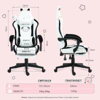 Silla de juego para ordenador, diseño ergonómico, con respaldo alto, soporte lumbar, reposapiés, piel sintética - details 31