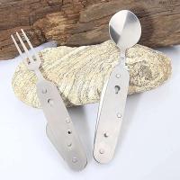 Juego de cubiertos multifuncionales para acampar, tenedor plegable de acero inoxidable, cuchara, abridor de cuchillos, villa desmontable, equipo de picnic VIE - details 6