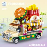 Food Ice Cream Building Blocks Truck Burger truck Bricks Mini Creative Model Puzzle Assembly Educational Toys for Girls Gifts - details 0