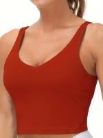 Sujetador Deportivo De Color Sólido, Ropa Deportiva Con Cuello En V Y Almohadillas Para El Pecho, 3 Uds. - details 3