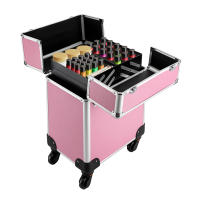 Estuche de maquillaje enrollable profesional, caja organizadora de cosméticos, rosa, salón de belleza, peluquería - details 10