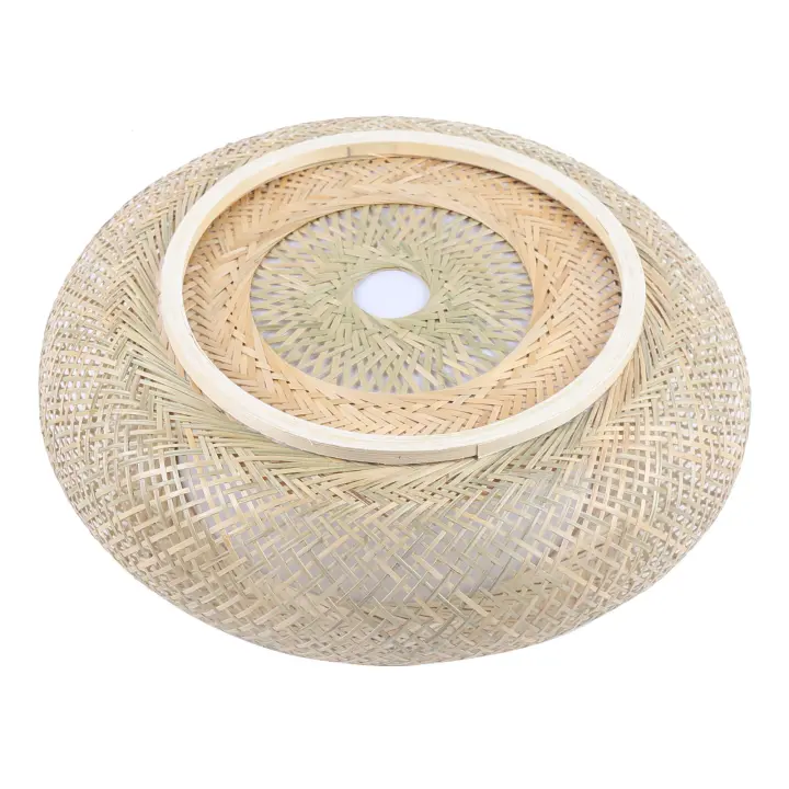 Lámpara de techo de bambú tejida a mano, lámpara de alambre de bambú, estilo pastoral natural, colgante, 50cm - 1