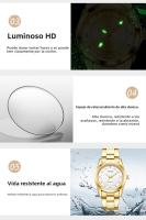 Reloj para Mujer de Acero Inoxidable 2025 Diseño Nórdico Minimalista, Esfera Dorada Luminiscente, Movimiento MIYOTA Japonés, 3ATM Impermeable, Ideal para Ejecutivas y Regalos de Lujo - details 10