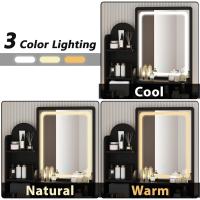 Juego de tocador con espejo rectangular, tocador de maquillaje con 5 cajones, estantes, tocador y taburete acolchado (B blanco/espejo iluminado) - details 38
