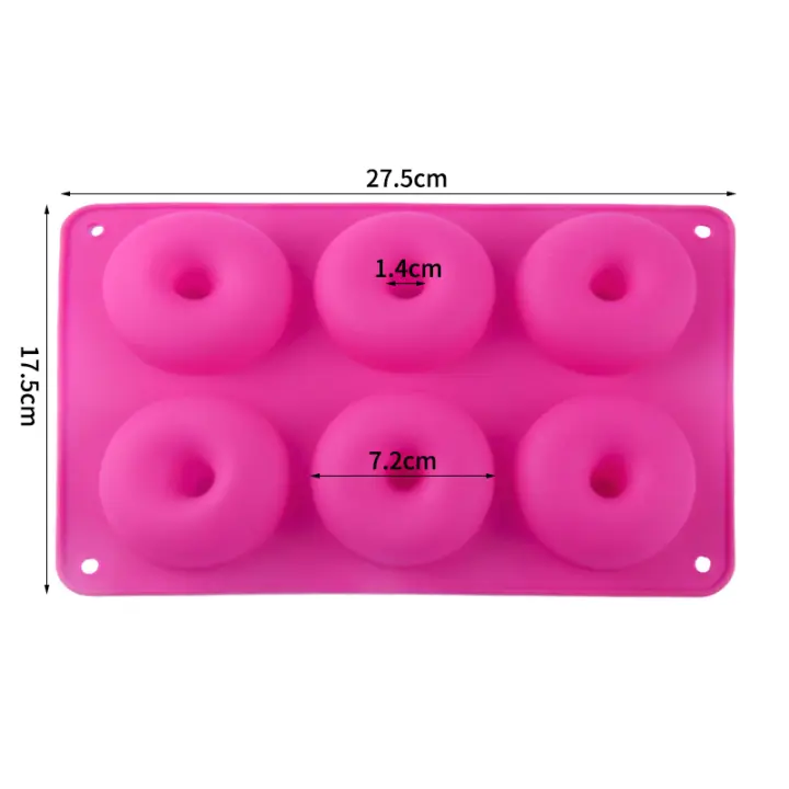 Molde de silicona con 6 cavidades para donas, moldes 3D para hornear pasteles, magdalenas, gelatina, galletas, pastelería, cocina - 1