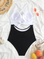 Bañador de una pieza para mujer, traje de baño con realce, Monokini Sexy recortado, ropa de playa para verano, 2024 - details 12