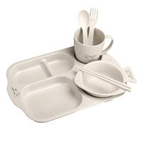 Juego de Platos y Cubiertos para Bebés y Niños de SLAIXIU Set de  6 Piezas de Cerámica con Diseño de Dibujos Animados para Entrenamiento de Alimentos y Cena - details 10