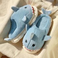 Zapatilla de tiburones nublados, Zapatillas de felpa de tiburón, zapatos de invierno, zapatillas mullidas de animales, zapatillas antideslizantes divertidas y cálidas de piel - details 2