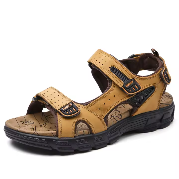 Sandalias cómodas de verano para hombre, zapatos suaves para playa y exterior, transpirables, informales de cuero - 1