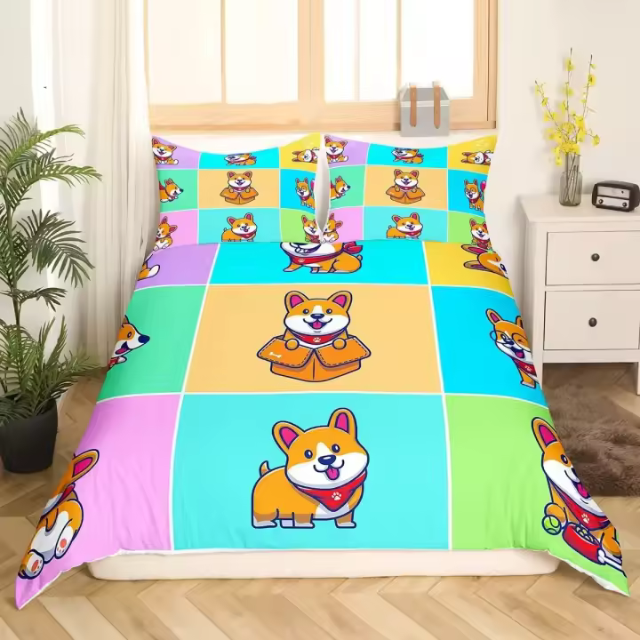 Juego de Ropa de Cama de Perro Dibujado Cubierta de Edredón de Poliéster para Niños - 1