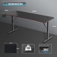 Escritorio de Juegos de Fibra de Carbono Ergonómico con Alfombrilla para Ratón, Soporte para Auriculares y Agua - details 2